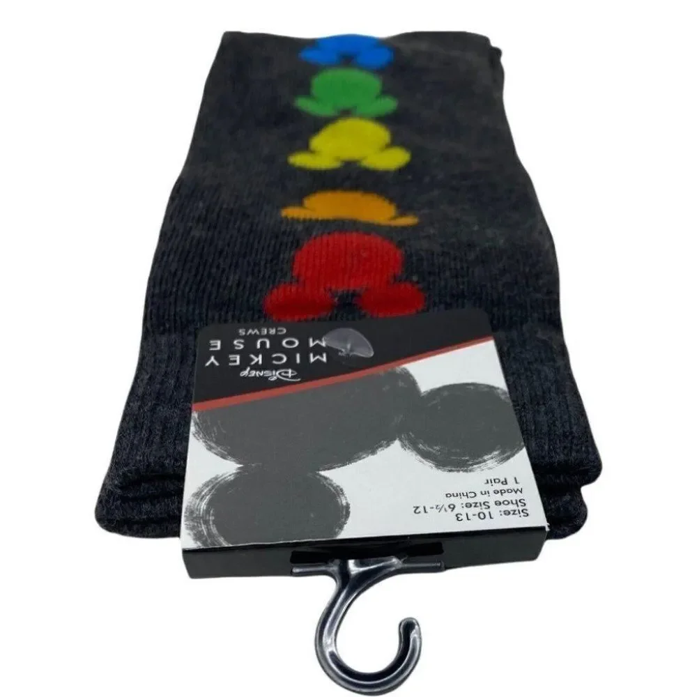 Disney Mickey Mouse Crew Socks Rainbow 🌈 Colors Size 10-13 Pride Love Ears Logo
